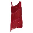 thumbnail image 3 of Mufeng Vêtements de Danse Latine Rumba pour Grandes Filles Justaucorps de Jazz Moderne Compétition Samba Tango Robe de Danse à Franges Bourgogne 12, 3 of 6