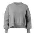 thumbnail image 4 of TJAZFJPA Chandail Bleu Marine Chandail pour Femmes à Col Rond Chandail Uni Ample Chandail à Enfiler Chandail Beige Chandails pour Femmes Grande Taille Chandail à Col Rond, 4 of 5