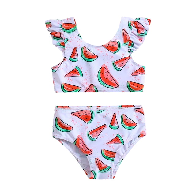 MIASHUI Girls Swimsuit Ruffles Watermelon Printed Two Pieces Bikini Set Swimwear Bathing Suits,Watermelon Red,12-18 Months