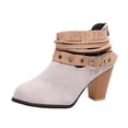 thumbnail image 1 of Pisexur Women's Ankle Boots Western Rivet Buckle Zipper Booties Texture Patchwork Chelsea Style Bootie, 1 of 7
