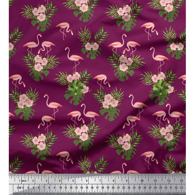 Soimoi Modal Satin Fabric Floral & Cute Animals Cartoon Print Sewing Fabric Yard 42 Inch Wide
