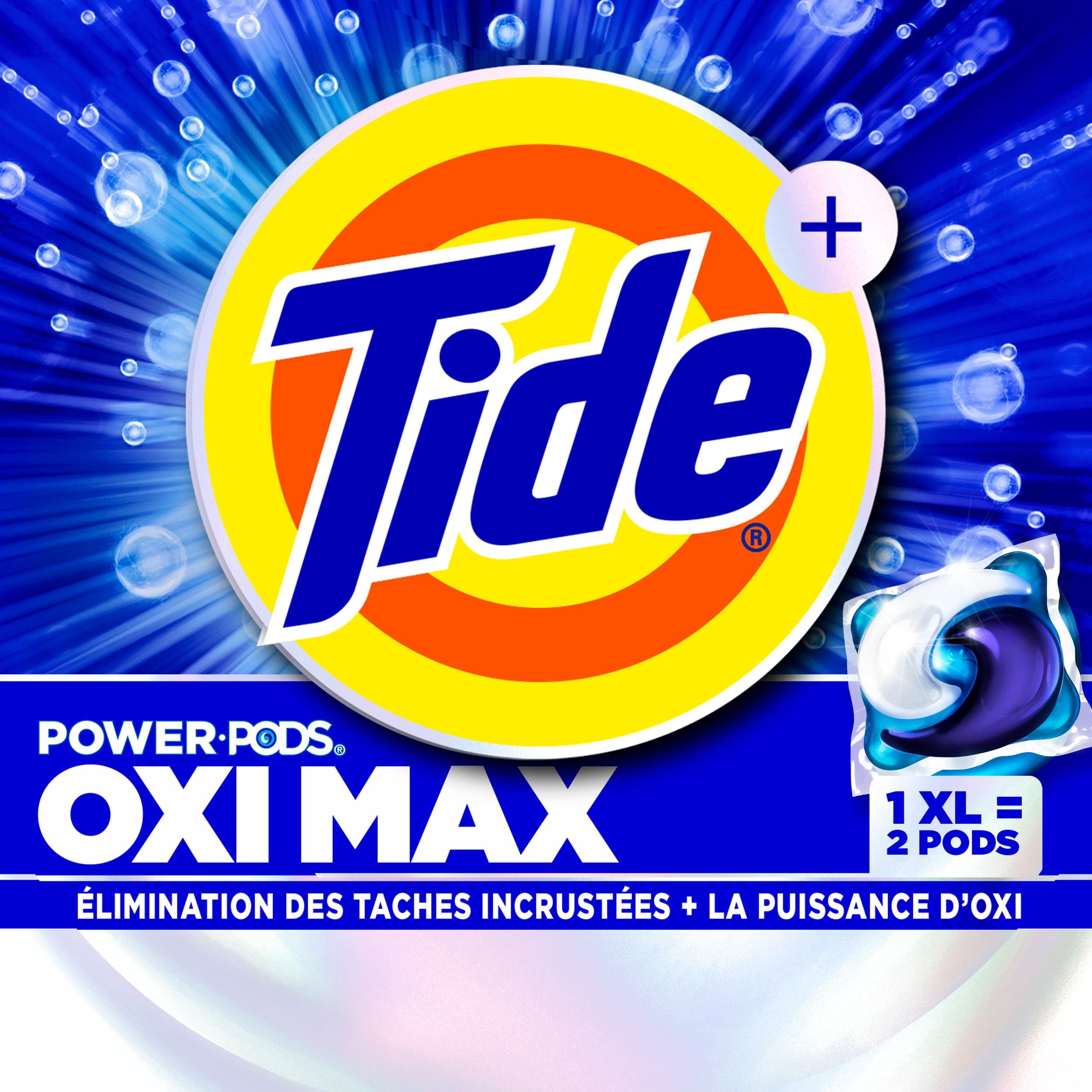 Tide Capsules Oxi Max Power Capsules de Détergent à Lessive, Détachant Plus Puissance Oxi, Capsules de Savon Détergent pour le Lavage de la Lessive, compatible HE, 3,96 Litres, 100 Brassées
