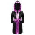 thumbnail image 1 of Yeahdor Enfants Garçons Robe de Boxe Art Martial Muay Thaï Uniforme Manches Longues Coup de Pied Boxe Robe à Capuche Ensembles Noir&Rose C 8, 1 of 5