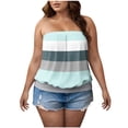 thumbnail image 1 of Posijego Débardeurs Tube pour Femmes Grande Taille pour Sortir Sans Bretelles Débardeur Rayé à Blocs de Couleur Chandails Sans Manches, 1 of 6