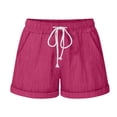 thumbnail image 1 of Dealovy Womens Cotton Linen Shorts Drawstring High Rise Solid Color Summer Lighjtweight Beach Shorts, 1 of 6
