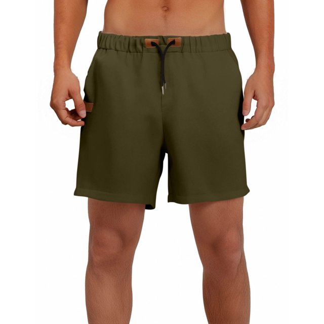EOYWHK Mens Workout Shorts Cotton Linen Athletic Gym Shorts Elastic Waist Drawstring with Pockets