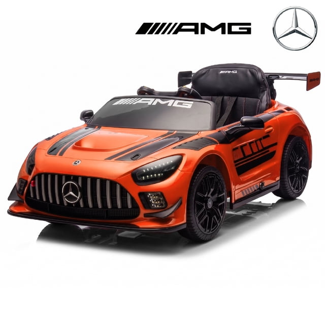 VOLTZ TOYS 24V Mercedes-AMG GT3 Kids Ride-On Racing Car with Premium Leather Seat, High-Speed Performance 24V Power Wheels, Motorized Track Toy with Parent Remote, Orange