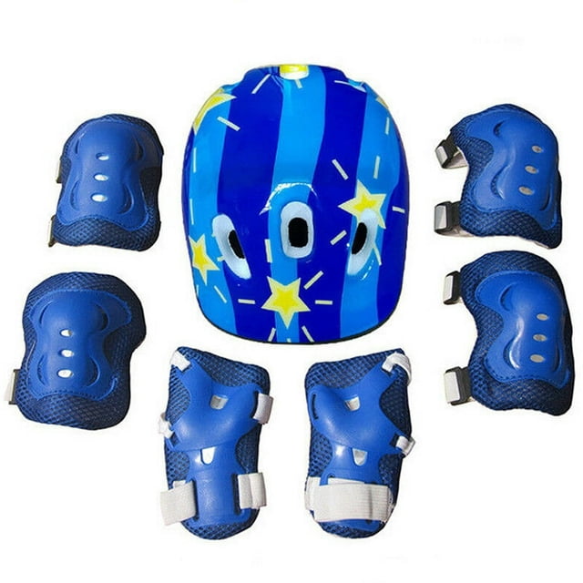 Ensemble de 7 Pcs pour Tout-Petits Filles Garçons, Casque de Protection Genouillères Coudières Protège-Poignets pour Cyclisme Patin Vélo