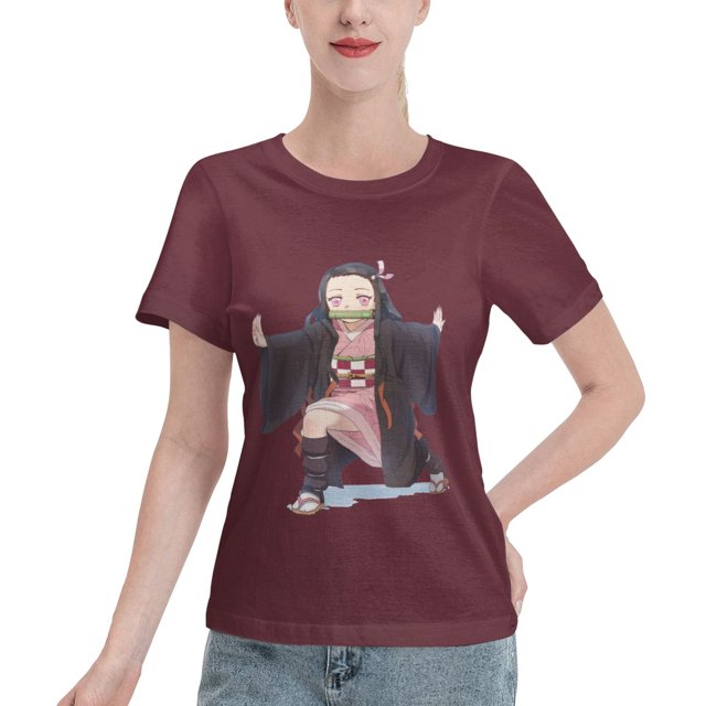 T-Shirt Basique à Manches Courtes pour Femmes Demon Slayer Blade Nidouzi