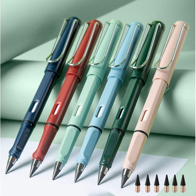 6pcs Everlasting Pencil, Inkless Pencils Eternal with 6pcs Replacement Nibs, Infinity Pencil Magic Pencils, Portable