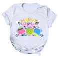 thumbnail image 3 of Daisyyozoid Chandail en Molleton Drôle de Pâques pour Femmes Décontracté Ample Col Rond Manches Courtes Imprimé Lettre Blouse T-shirt, 3 of 4