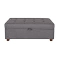 thumbnail image 3 of CorLiving Aubin Large Fabric Upholstered Indoor Storage Ottoman with Tufted Lid and Wood Legs, Light Grey, 3 of 12