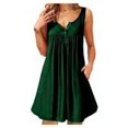 thumbnail image 2 of Femmes Robe Plissée Bouton Veste Robe Casual Veste T-shirt Casual Poche Réservoir Robe, Vert Foncé, XL, 2 of 6