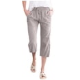 thumbnail image 1 of Fgnfyis Womens Pants High Waisted Wide Leg Fashion Drawstring Elastic Trousers Comfy Straight with Pockets Women Summer Pants Grey#2 S, 1 of 5