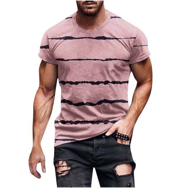 HKEJIAOI T-Shirt Rayé pour Hommes T-Shirt Marin Haut Gris à Rayures T-Shirt d'Été de Plage