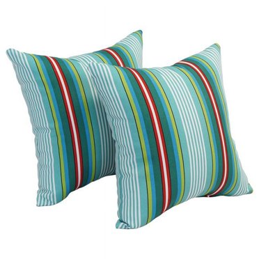 Blazing Needles 9910-S2-OD-195 17 in. Square Polyester Outdoor Throw Pillows, Walden Caribean - Set of 2