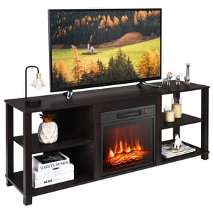 Gymax 2-Tier TV Console d'armoire de chauffage de cheminée de stand &Electric pour 65" TV