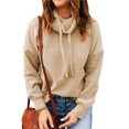 thumbnail image 4 of KIHOUT Printemps Hiver Hauts pour Femmes Mode Manches Longues Col Rond Chandail à Enfiler Couleur Unie Chandail à Capuchon Décontracté Blouse Hauts, 4 of 9