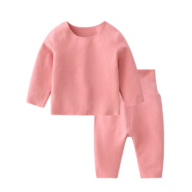 Penkiiy Tout-Petits Enfants Filles Garçons Doux Confortable Uni Molleton Chaud Raglan Vêtements de Nuit Pyjamas Pjs Ensemble 2 Pcs Rose Liquidation pour 3 Ans