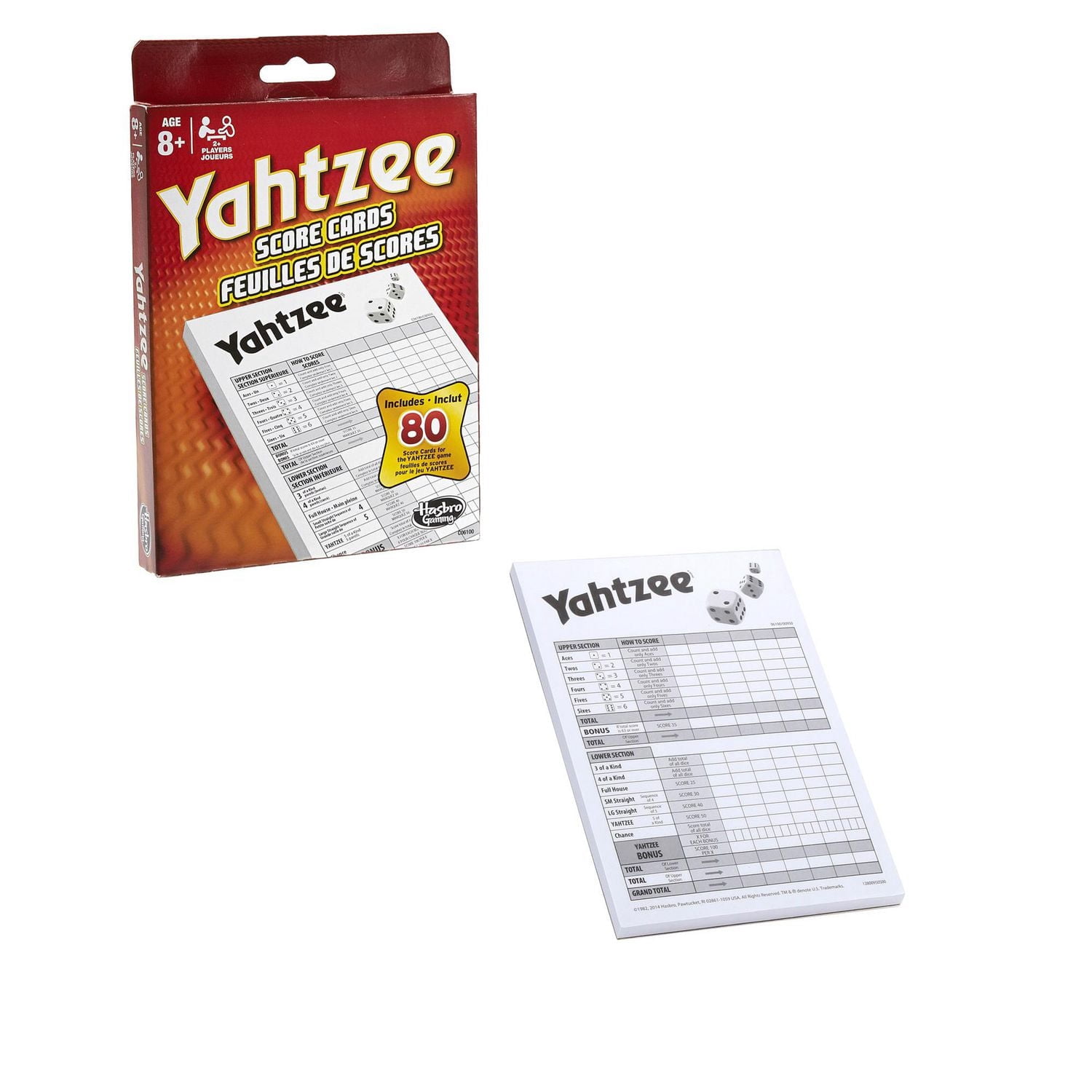 Feuilles de scores pour le jeu Yahtzee