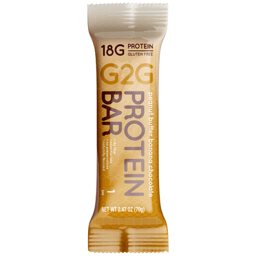 G2G Barre Protéinée, Beurre d'Arachide Banane Chocolat, Collation Santé, Délicieux Substitut de Repas, Sans Gluten, Ingrédients Propres, Réfrigéré pour la Fraîcheur, 8 Unités (Lot de 8)