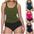 thumbnail image 1 of VBTAPA Womens Tankini Swimsuit Tummy Control Two Piece Bathing Suit Color Block Beach Swimwear Ruched Drawstring Modest Swimsuits Limited Time Sales Navy S, 1 of 9