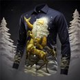 thumbnail image 2 of Kcodviy Pyjama pour Homme de Noël Père Noël Numérique Décontracté à Manches Longues Imprimé 3D à Boutons Col à Revers avec Chat Chemise à Manches Longues pour Homme Haut, 2 of 4