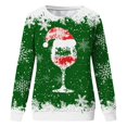 thumbnail image 4 of TIMIFIS Chandail en Molleton de Noël pour Femmes Mode Hiver Mignon Verre de Vin Chapeau de Père Noël Imprimé Col Rond Chandail en Molleton Décontracté Manches Longues Chandail Hauts Cadeaux pour Femmes pour Noël, 4 of 4