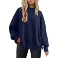 thumbnail image 1 of ORUYROP Women's Crewneck Batwing Long Sleeve Sweater 2023 Fall Oversized Ribbed Knit Side Slit Pullover Top, 1 of 7