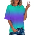 thumbnail image 1 of Timegard Hauts Grande Taille pour Femmes Couleur Dégradée Manches Courtes Col Rond T-Shirts Tunique Décontractée Tendance Blouses, 1 of 7
