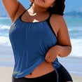 thumbnail image 5 of FAVIPT Plus Size Women's 2 Piece Tankini Tummy Control Ruched Drawstring Swimwear Tropical Summer Beach Bathing Suit Blue,XXXXL, 5 of 5