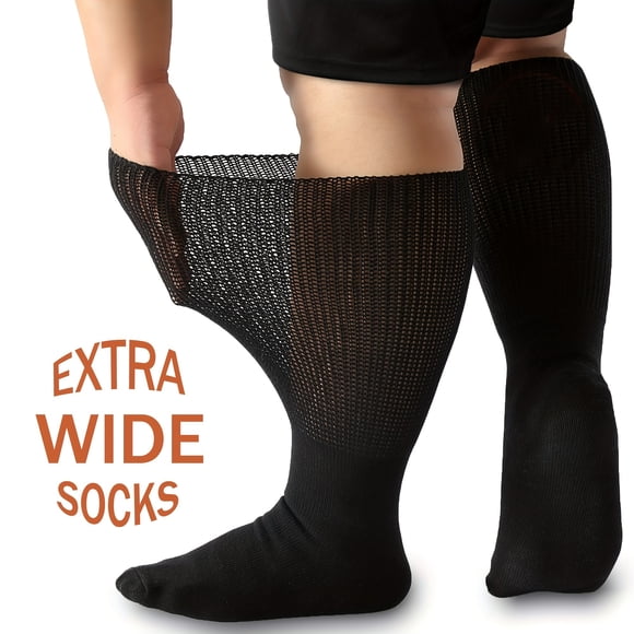 QJUHUNG 1pair Non-Binding Extra Wide Diabetic Socks for Swollen Feet Hospital Non-Slip Socks for Women and Men