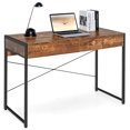 thumbnail image 1 of Costway Computer Desk Metal Frame Study Table Home Office Workstation w/2 Drawers Rustic, 1 of 10