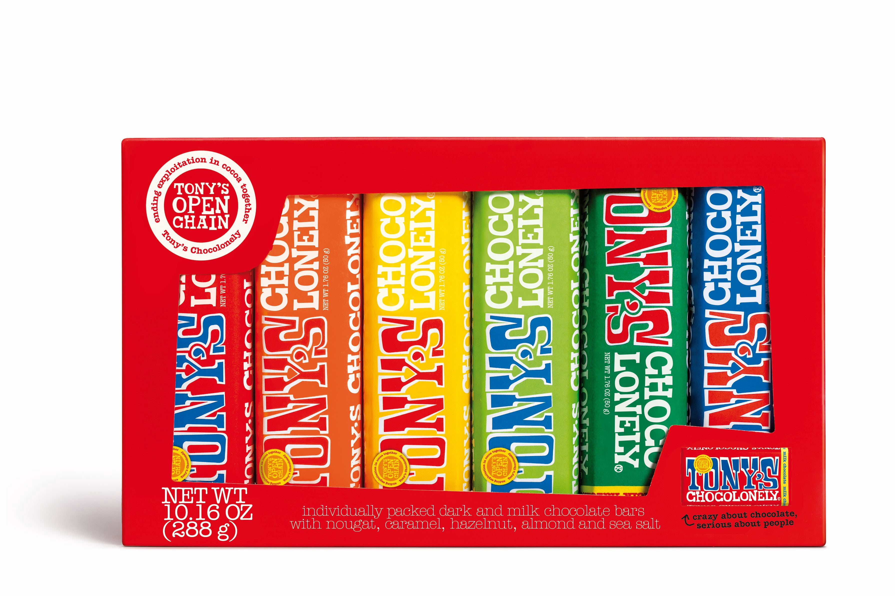 Tony's Chocolonely Chocolate Bar Pack - Candy Variety Pack, Individually Wrapped, 6 Bars