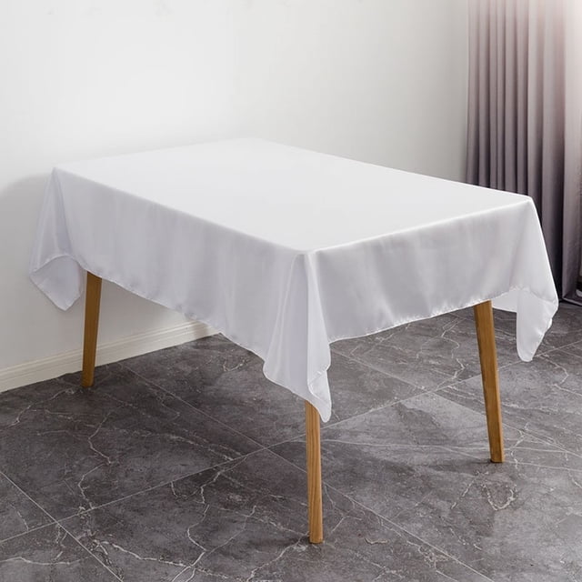 Table Cloth for Hotel Banquet and Wedding Scenes – Solid Color Rectangular Satin Tablecloth Smooth Finish White Satin Fabric Easy Care and Elegant Presentation