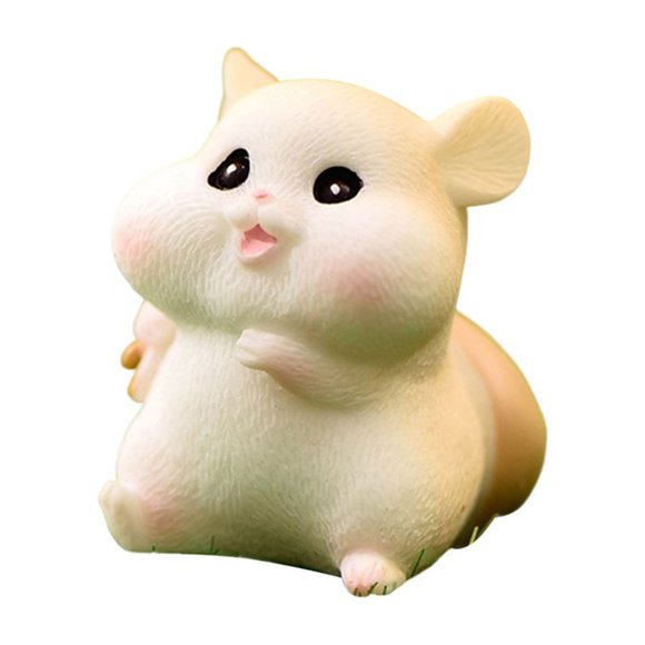 Animal Statue Adorable Doux Expression Dessin Animé Peint Manger Mignon Hamster Figurine Maison de Poupée Fournitures