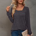 thumbnail image 2 of CHUANK Chemise Longue Cache-Ventre Fluide à Col Rond Unie à Manches Longues Hauts Grande Taille pour Femmes Chic Tunique Confortable à Porter avec des Leggings Bleu TTG, 2 of 5