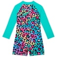 thumbnail image 3 of PMVFHDE Girls Long Sleeve UPF 50+ Rashguard Swimsuit With Matching Hairband Zipper Beach Bathing Suit Sky Blue,4-5 Years, 3 of 9