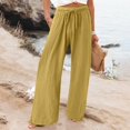 thumbnail image 2 of Yuyuzo Womens Pants Solid Color Elastic Waist Drawstring Casual Wide Leg Pants Ladies Loose Lounge Pants For Workout, 2 of 7