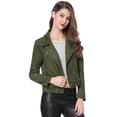 thumbnail image 2 of INSPIRE CHIC Women Short Soft Zip Up Faux Suede Biker Moto Jacket, 2 of 4
