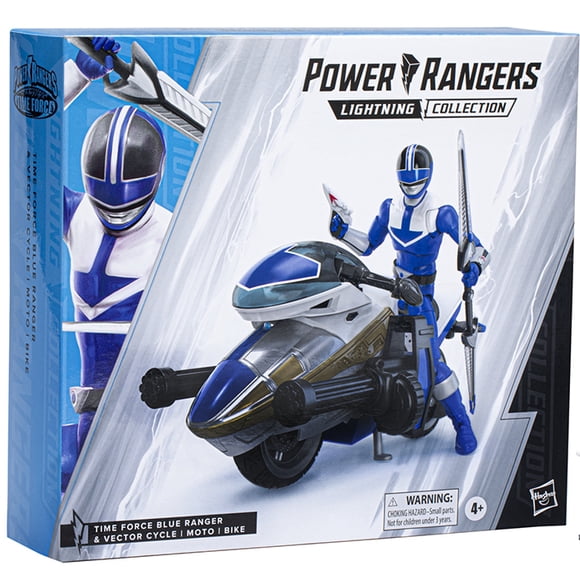 Power Rangers Lightning Collection Figurine Articulée de 6 Pouces, Vague de Luxe 3 - Time Force Blue Ranger avec Vector Cycle