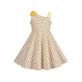 thumbnail image 1 of Filles Robe Jaune à Carreaux Noeud Papillon Bande Bretelles Spaghetti Sans Manches 6 Ans, 1 of 6