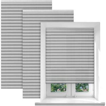 2 Pcs Stores Temporaires Filtrants pour Fenêtres, Store Plissé Sans Cordon en Tissu Filtrant la Lumière Autocollant, Facile à Découper et à Installer 90*210 cm Gris