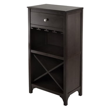 92745- Meuble à vin Ancona modulaire avec un tiroir, un support de verres, et étagère X