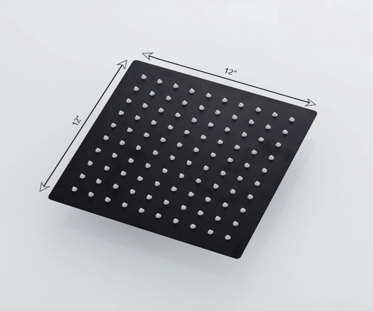 DROP Bath and Kitchen Douche de pluie carrée de 12" x 12" de couleur noire - DR091038