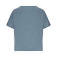 thumbnail image 4 of Mrat T-Shirt à Manches Courtes Uni pour Femmes, Chemisiers Unis pour Femmes en Coton et Lin, Hauts à Manches Courtes à Col Rond, Hauts à Manches Courtes pour Femmes P-25 Bleu Pâle TTG, 4 of 6