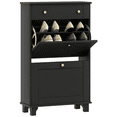 thumbnail image 1 of HOMCOM Narrow Shoe Cabinet w/ 2 Flip Drawers, Shoe Storage Cabinet, Black, 1 of 10