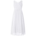 thumbnail image 4 of Miaeowve Robe de Demoiselle d'Honneur pour Fille Sans Manches en Mousseline Perlée, Robe de Demoiselle d'Honneur Junior, Robe de Fête de Mariage pour Filles, Blanc 10, 4 of 7