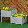 thumbnail image 2 of Outsunny 2 Piece Raised Garden Bed PP Raised Flower Bed Light Grey, 2 of 10