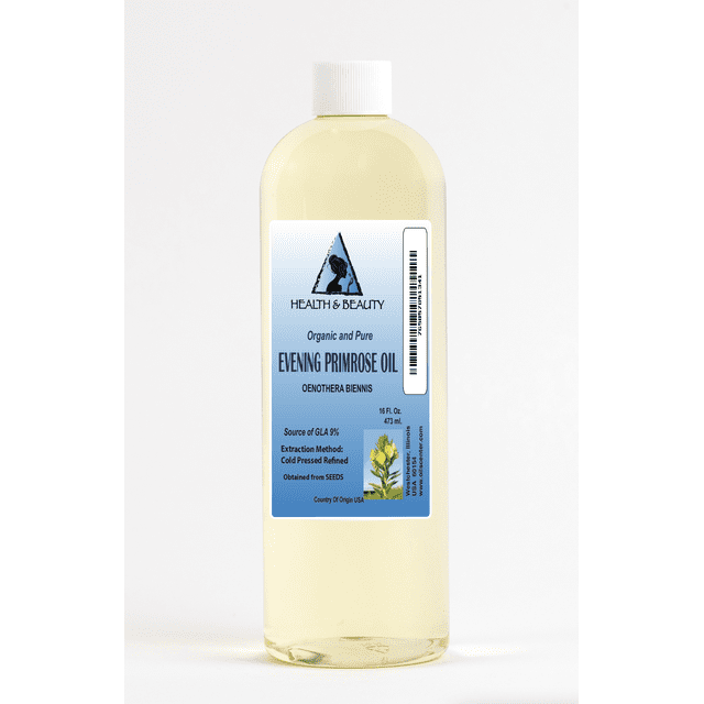 Huile d'Onagre Raffinée Biologique, Support, Pressée à Froid, pure, 32 oz